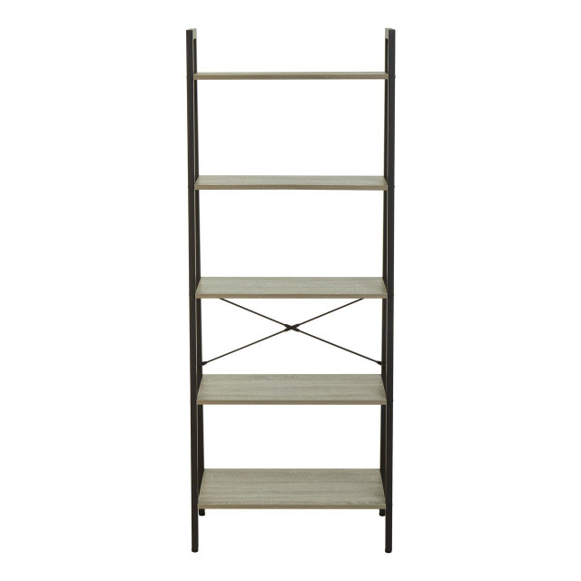 Premier Housewares Bradbury Five Tier Grey Oak Veneer Ladder Shelf Unit