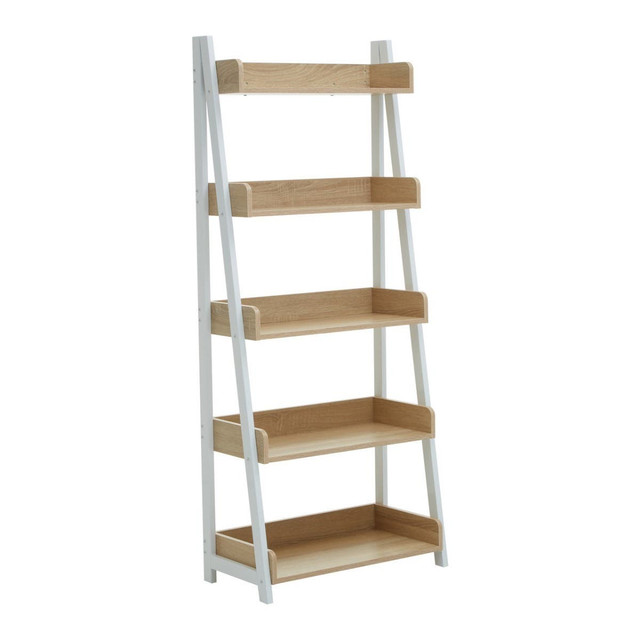 Premier Housewares Bradbury Five Tier Natural Oak Ladder Shelf Unit