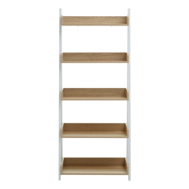 Premier Housewares Bradbury Five Tier Natural Oak Ladder Shelf Unit
