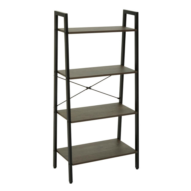 Premier Housewares Bradbury Four Tier Dark Oak Veneer Ladder Shelf Unit