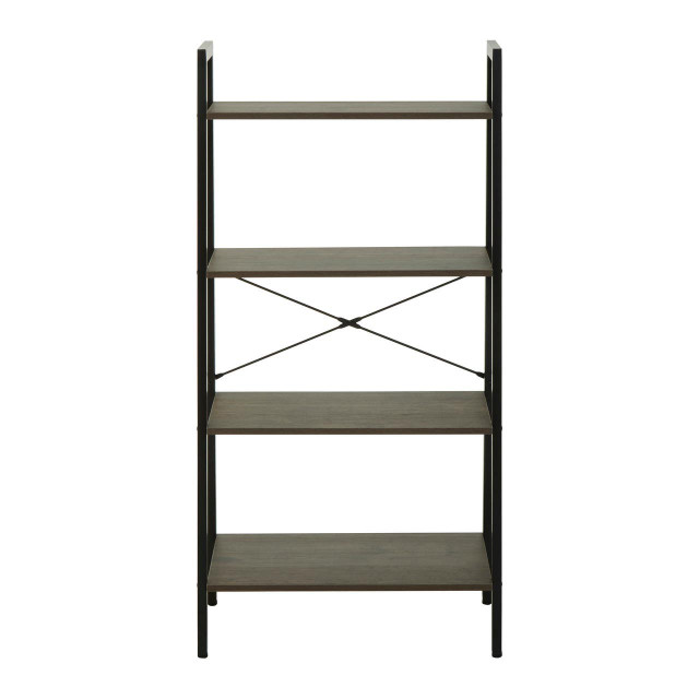 Premier Housewares Bradbury Four Tier Dark Oak Veneer Ladder Shelf Unit