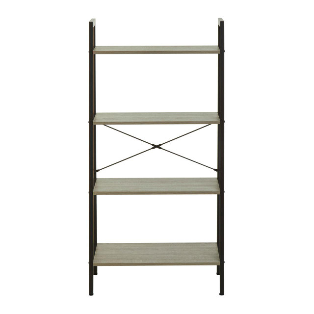 Premier Housewares Bradbury Four Tier Grey Oak Veneer Ladder Shelf Unit