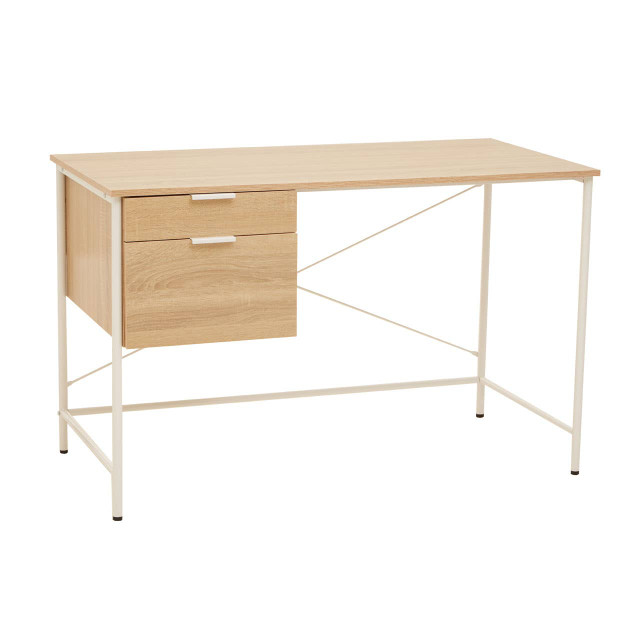 premier housewares Bradbury Natural Oak Veneer Desk With Drawers