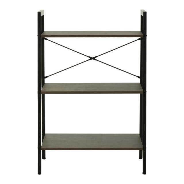 Premier Housewares Bradbury Three Tier Dark Oak Veneer Ladder Shelf Unit
