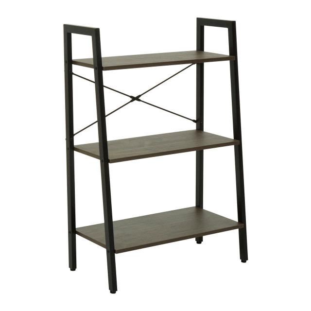 premier housewares Bradbury Three Tier Dark Oak Veneer Ladder Shelf Unit