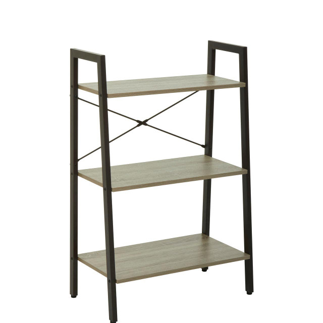 premier housewares Bradbury Three Tier Grey Oak Veneer Ladder Shelf Unit