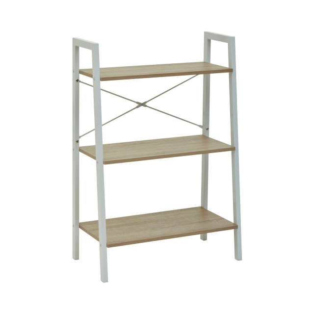 Premier Housewares Bradbury Three Tier Natural Oak Veneer Ladder Shelf Unit