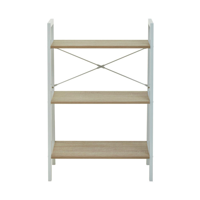 Premier Housewares Bradbury Three Tier Natural Oak Veneer Ladder Shelf Unit