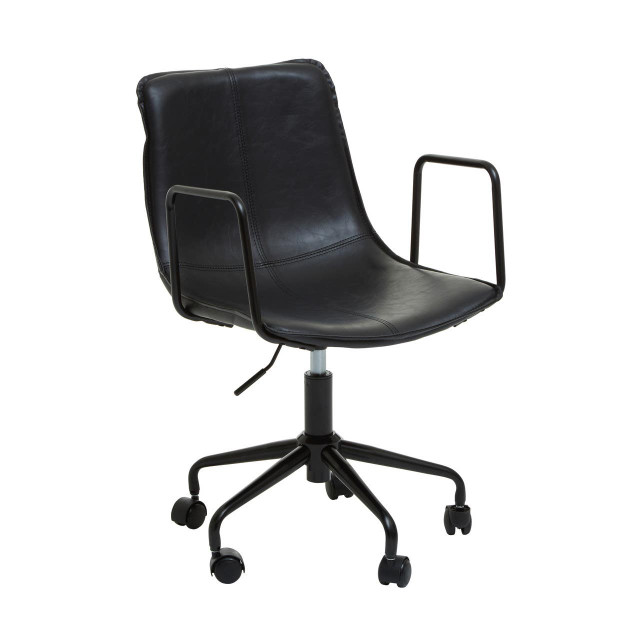 premier housewares Branson Black Leather Effect Home Office Chair