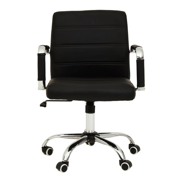 Premier Housewares Brent Black Leather Effect And Chrome Home Office Chair