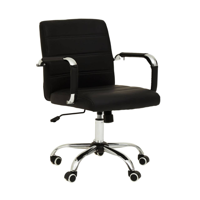 premier housewares Brent Black Leather Effect And Chrome Home Office Chair