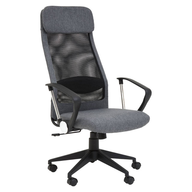Premier Housewares Brent Black Mesh And Grey Fabric Home Office Chair