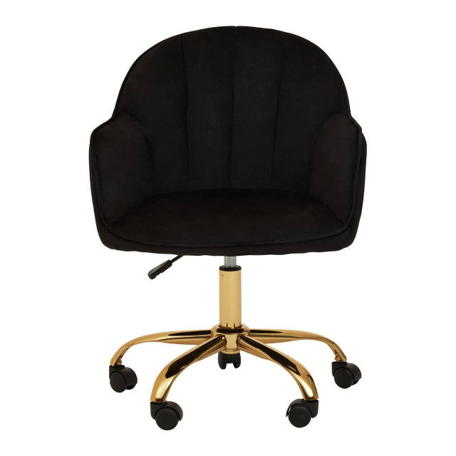 Premier Housewares Brent Black Velvet And Gold Base Home Office Chair