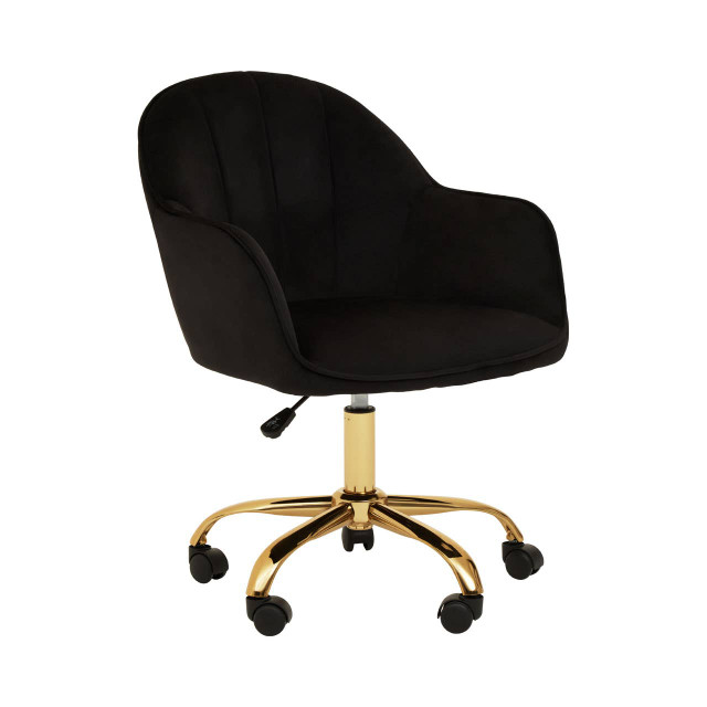 premier housewares Brent Black Velvet And Gold Base Home Office Chair