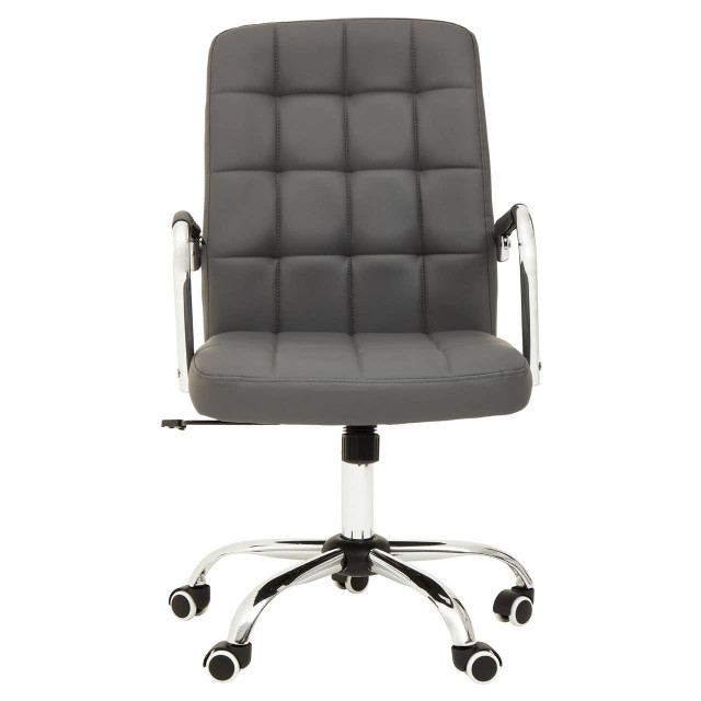 Premier Housewares Brent Grey Leather Effect And Chrome Home Office Chair