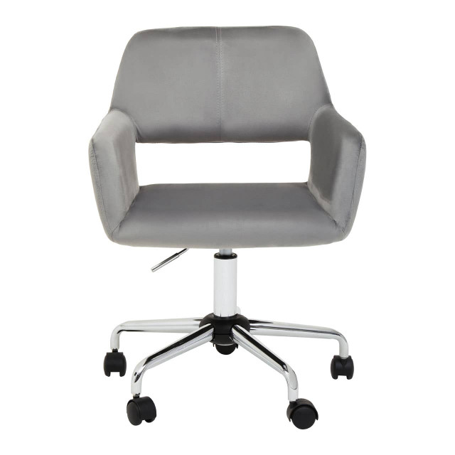 Premier Housewares Brent Grey Velvet And Chrome Base Home Office Chair