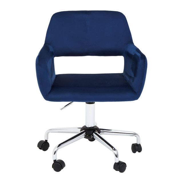Premier Housewares Brent Navy Velvet And Chrome Base Home Office Chair