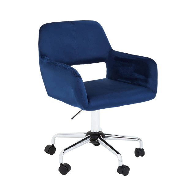 premier housewares Brent Navy Velvet And Chrome Base Home Office Chair