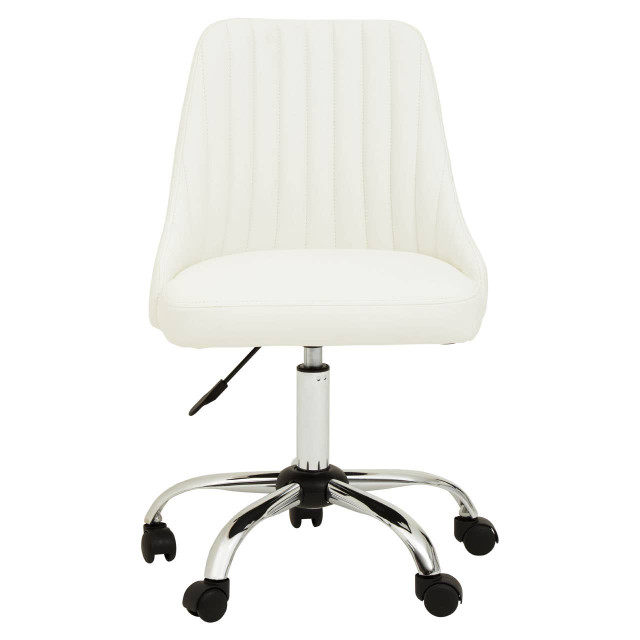 Premier Housewares Brent Off White Leather Effect Home Office Chair