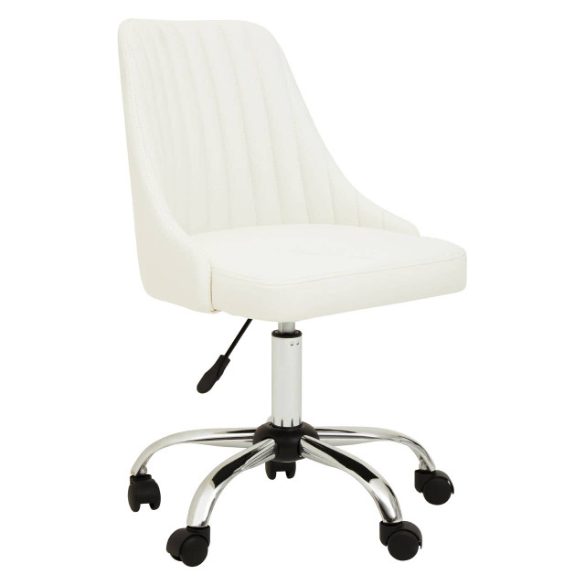 premier housewares Brent Off White Leather Effect Home Office Chair