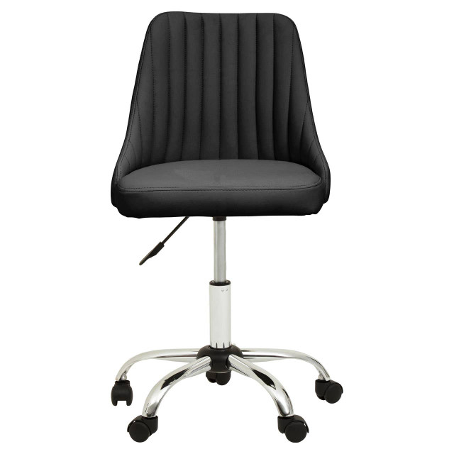 Premier Housewares Brent Ribbed Black And Chrome Home Office Chair