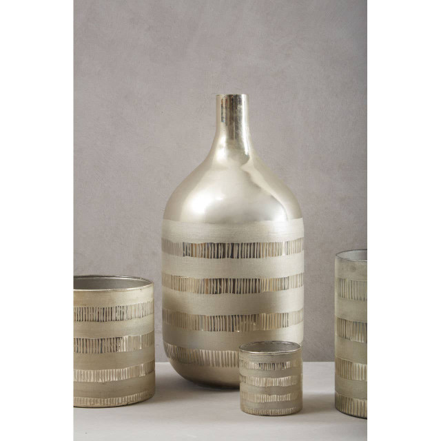 Premier Housewares Briella Glass Vase In Silver And Copper