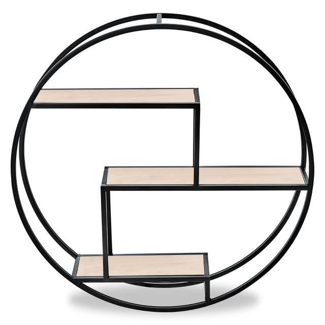 Premier Housewares Brixton 3 Tier Round Metal Wall Shelf
