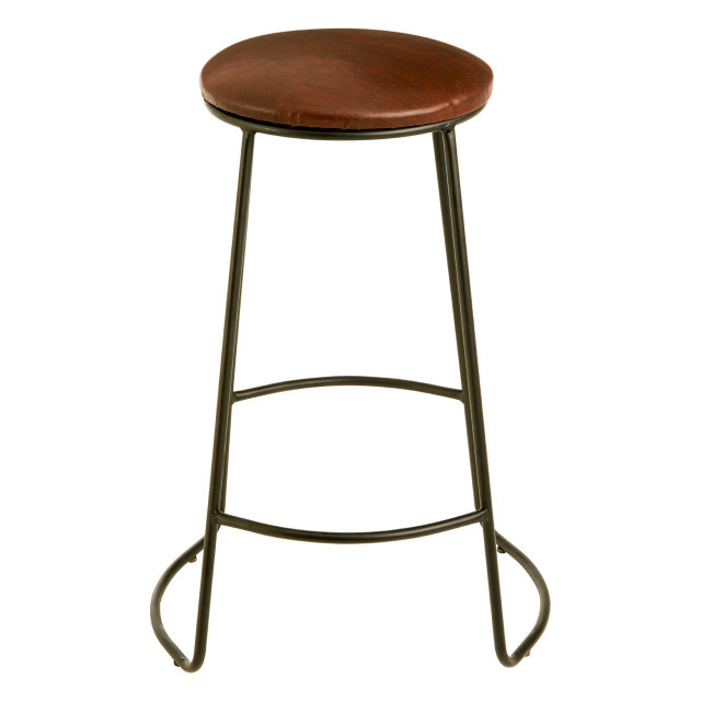 Premier Housewares Brixton Faux Leather Bar Stool With Metal Legs