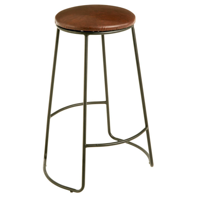 Premier Housewares Brixton Faux Leather Bar Stool With Metal Legs
