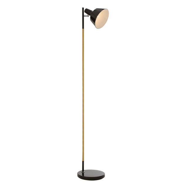 Premier Housewares Bryant Black Metal And Wood Floor Lamp