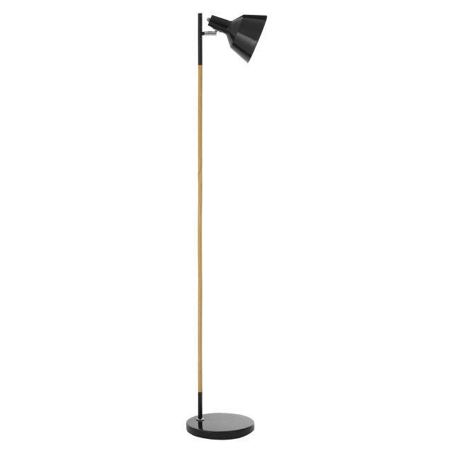Premier Housewares Bryant Black Metal And Wood Floor Lamp