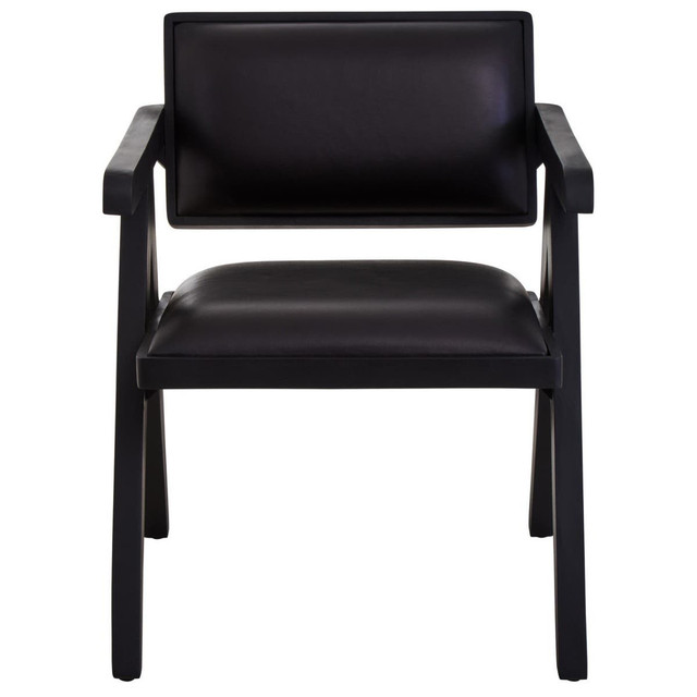 premier housewares Buffalo Black Leather Armchair With Wood Frame