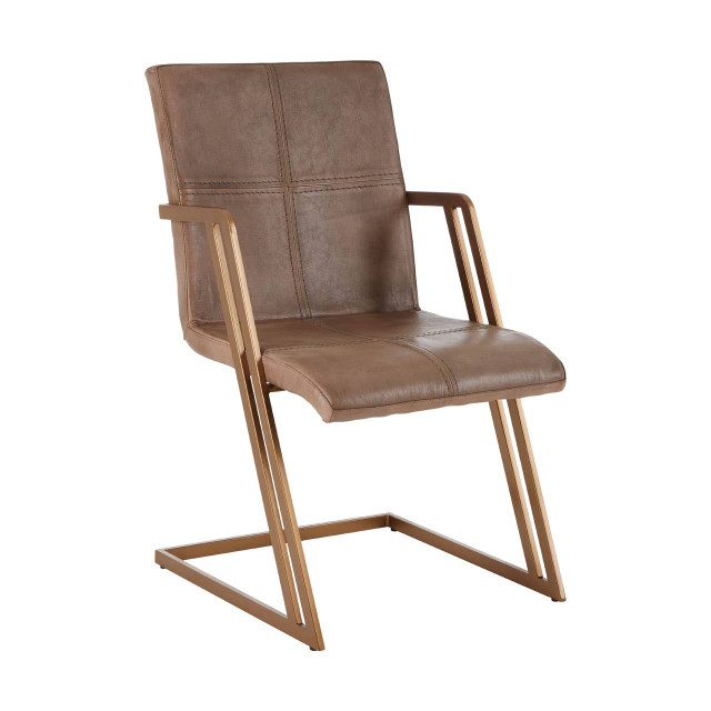 Premier Housewares Buffalo Grey Leather And Iron Chair