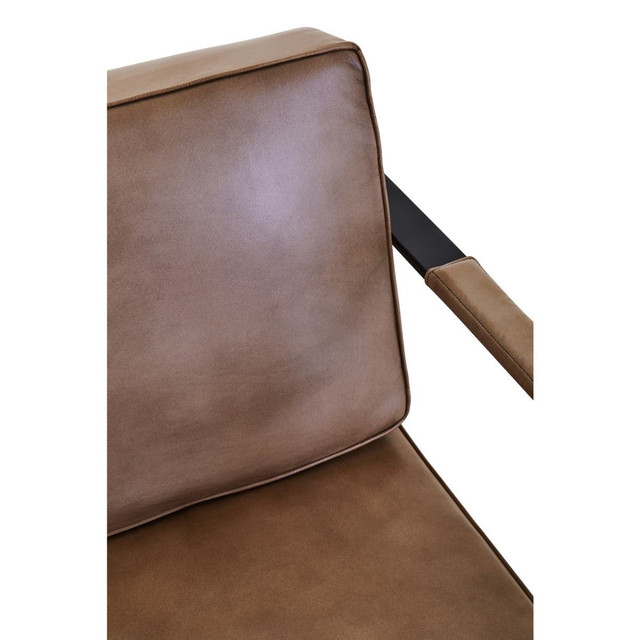 Premier Housewares Buffalo Grey Leather Armchair With Black Iron Frame