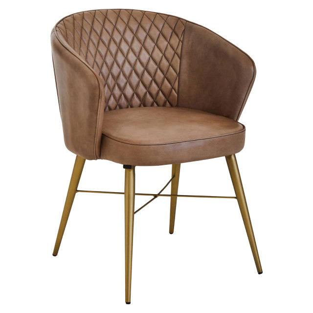 Premier Housewares Buffalo Grey Leather Chair With Gold Finish Legs