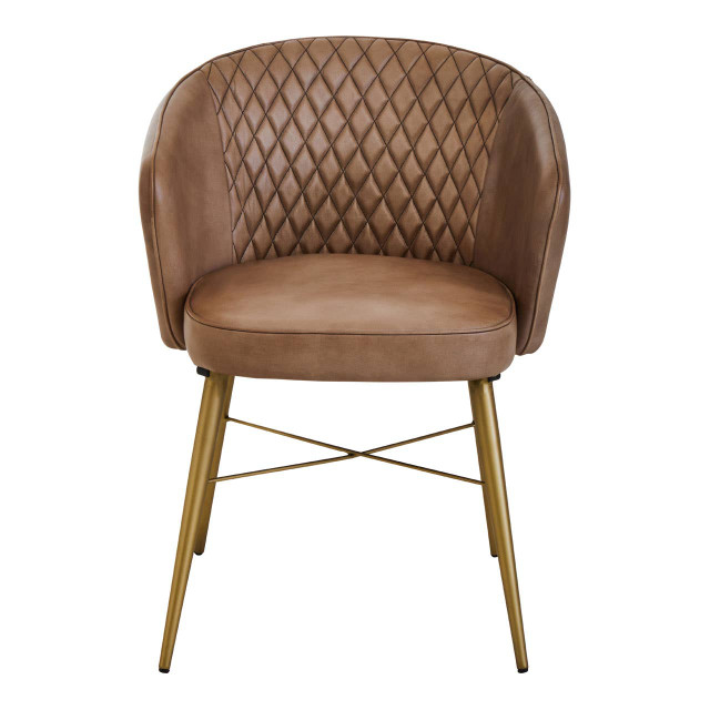 premier housewares Buffalo Grey Leather Chair With Gold Finish Legs