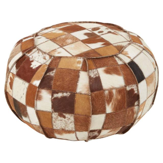 Premier Housewares Buffalo Leather Patchwork Pouffe