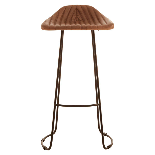 Premier Housewares Buffalo Light Brown Leather Bar Stool With Footrest