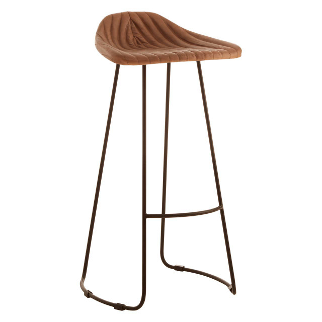 premier housewares Buffalo Light Brown Leather Bar Stool With Footrest