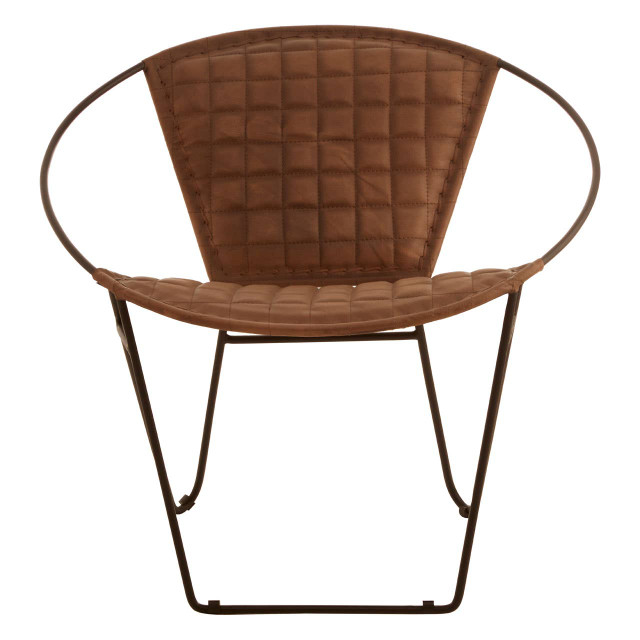 Premier Housewares Buffalo Light Brown Leather Iron Chair