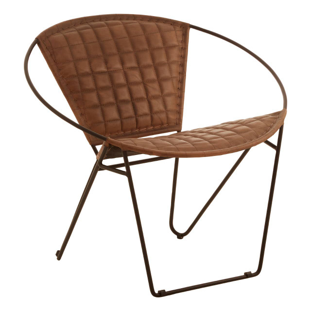 premier housewares Buffalo Light Brown Leather Iron Chair
