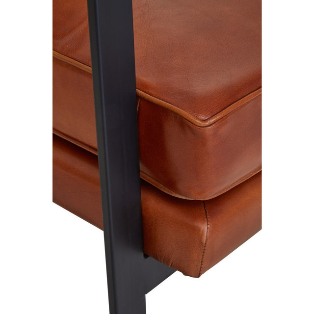 Premier Housewares Buffalo Tan Leather Armchair With Black Iron Frame