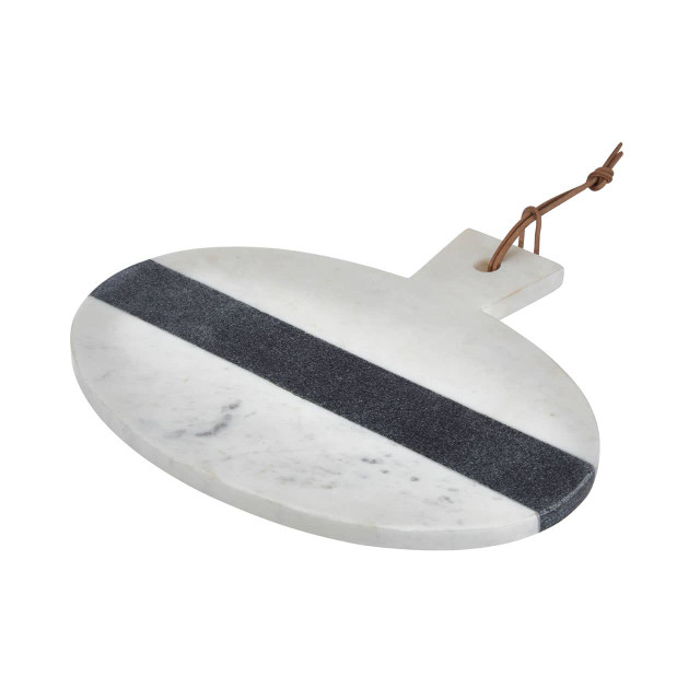 Premier Housewares Bulgari White And Grey Marble Round Paddle Board