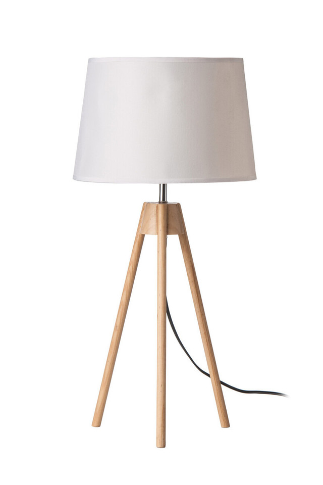 Premier Housewares Burwell Tripod White Shade Table Lamp With EU Plug