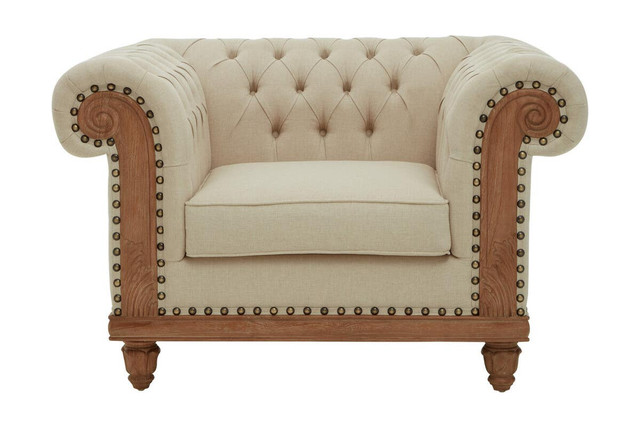 Premier Housewares Cabra Chesterfield Cream Armchair