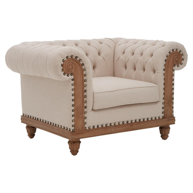premier housewares Cabra Chesterfield Cream Armchair