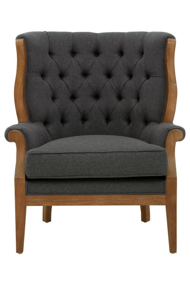 Premier Housewares Cabra Graphite Grey Chair With Tufted Back