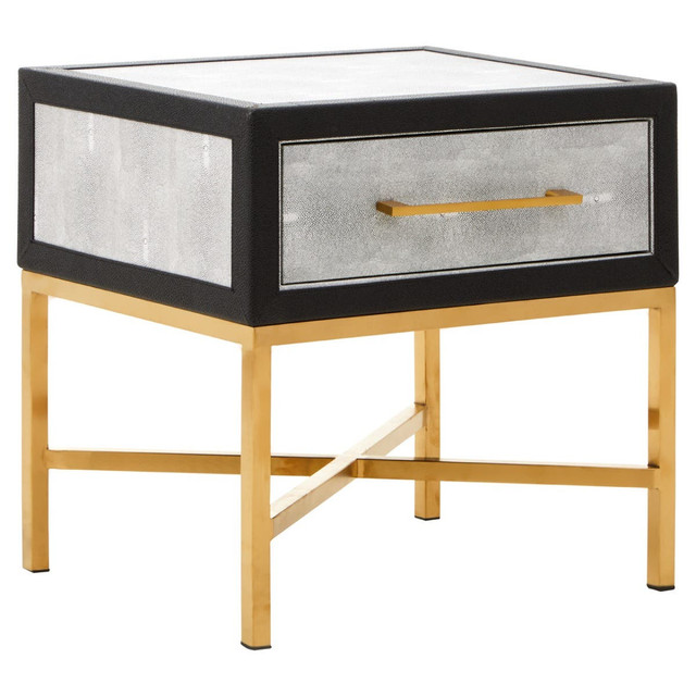 Premier Housewares Cadiz 1 Drawer Shagreen Side Table