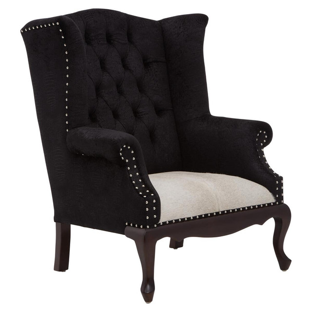 Premier Housewares Cala Black Textured Chair With Tufted Back
