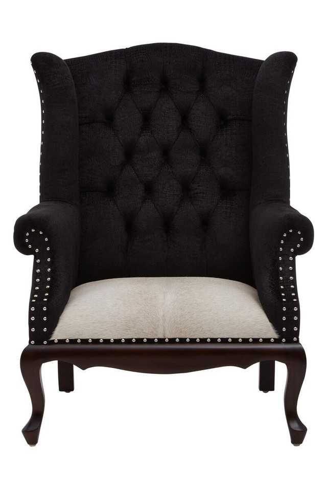 Premier Housewares Cala Black Textured Chair With Tufted Back